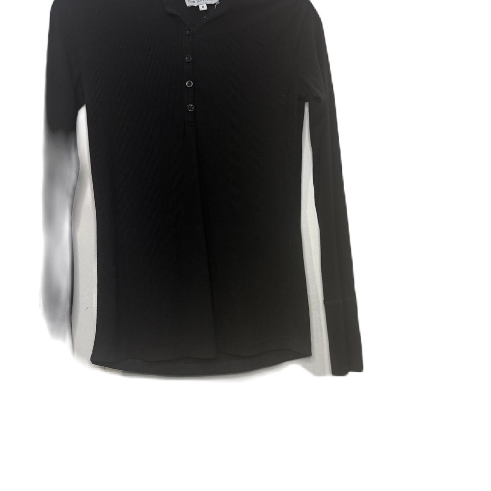 Black Button-Up Ribbed Top - Picture 2 of 4